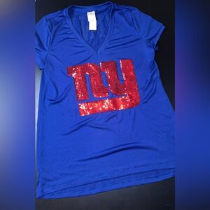 Victoria’s Secret PINK NFL New York Giants Sequins T-Shirt Size Large NWT